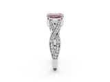 White gold Fancy Pink Emerald Cut Cut Diamond Twisted Band with Milgrain Pave Setting and Four-Prong Setting_2