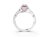 White gold Fancy Pink Emerald Cut Cut Diamond Twisted Band with Milgrain Pave Setting and Four-Prong Setting_3