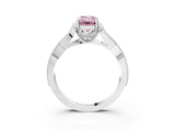White gold Fancy Pink Emerald Cut Cut Diamond Twisted Band with Milgrain Pave Setting and Four-Prong Setting_9