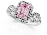 White gold Fancy Pink Emerald Cut Cut Halo Diamond Infinity Band with Four-Prong Setting_1