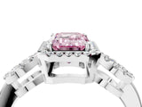 White gold Fancy Pink Emerald Cut Cut Halo Diamond Infinity Band with Four-Prong Setting_4