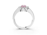 White gold Fancy Pink Emerald Cut Cut Halo Diamond Pavé Engagement Ring with Milgrain Detailing_15