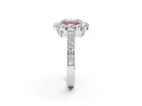 White gold Fancy Pink Emerald Cut Cut Halo Diamond Pavé Engagement Ring with Milgrain Detailing_2