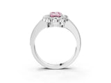 White gold Fancy Pink Emerald Cut Cut Halo Diamond Pavé Engagement Ring with Milgrain Detailing_3
