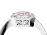White gold Fancy Pink Emerald Cut Cut Halo Pavé Diamond Ring_4