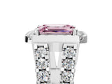 White gold Fancy Pink Emerald Cut Cut Halo Split Shank Prong Set Ring_33