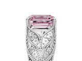 White gold Fancy Pink Emerald Cut Cut Milgrain Pave Diamond Engagement Ring with Four-Prong Setting_20
