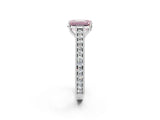 White gold Fancy Pink Emerald Cut Cut Pave Band Milgrain Solitaire Ring_2
