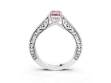 White gold Fancy Pink Emerald Cut Cut Pave Band Milgrain Solitaire Ring_3