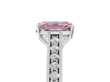 White gold Fancy Pink Emerald Cut Cut Pave Band Milgrain Solitaire Ring_5