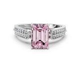 White gold Fancy Pink Emerald Cut Cut Pave Split Shank Engagement Ring with Four-Prong Setting_12