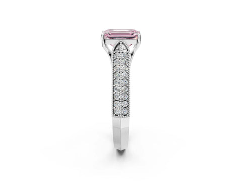 White gold Fancy Pink Emerald Cut Cut Pave Split Shank Engagement Ring with Four-Prong Setting_14
