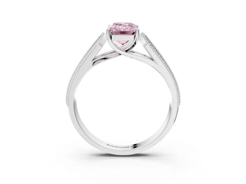 White gold Fancy Pink Emerald Cut Cut Pave Split Shank Engagement Ring with Four-Prong Setting_15