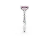 White gold Fancy Pink Emerald Cut Diamond Brilliant Solitaire Ring with Pavé Band and Four-Prong Setting_14