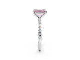 White gold Fancy Pink Emerald Cut Diamond Brilliant Solitaire Ring with Pavé Band and Four-Prong Setting_14