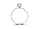 White gold Fancy Pink Emerald Cut Diamond Brilliant Solitaire Ring with Pavé Band and Four-Prong Setting_15