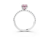 White gold Fancy Pink Emerald Cut Diamond Brilliant Solitaire Ring with Pavé Band and Four-Prong Setting_15