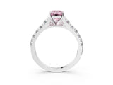 White gold Fancy Pink Emerald Cut Diamond Cathedral Solitaire Ring with Round  Pavé Band_182