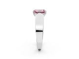 White gold Fancy Pink Emerald Cut Diamond Channel Set Solitaire Ring with Four-Prong Setting_100