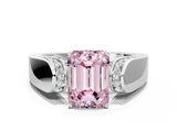 White gold Fancy Pink Emerald Cut Diamond Channel Set Solitaire Ring with Four-Prong Setting_49