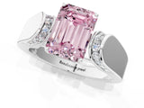 White gold Fancy Pink Emerald Cut Diamond Channel Set Solitaire Ring with Four-Prong Setting_50