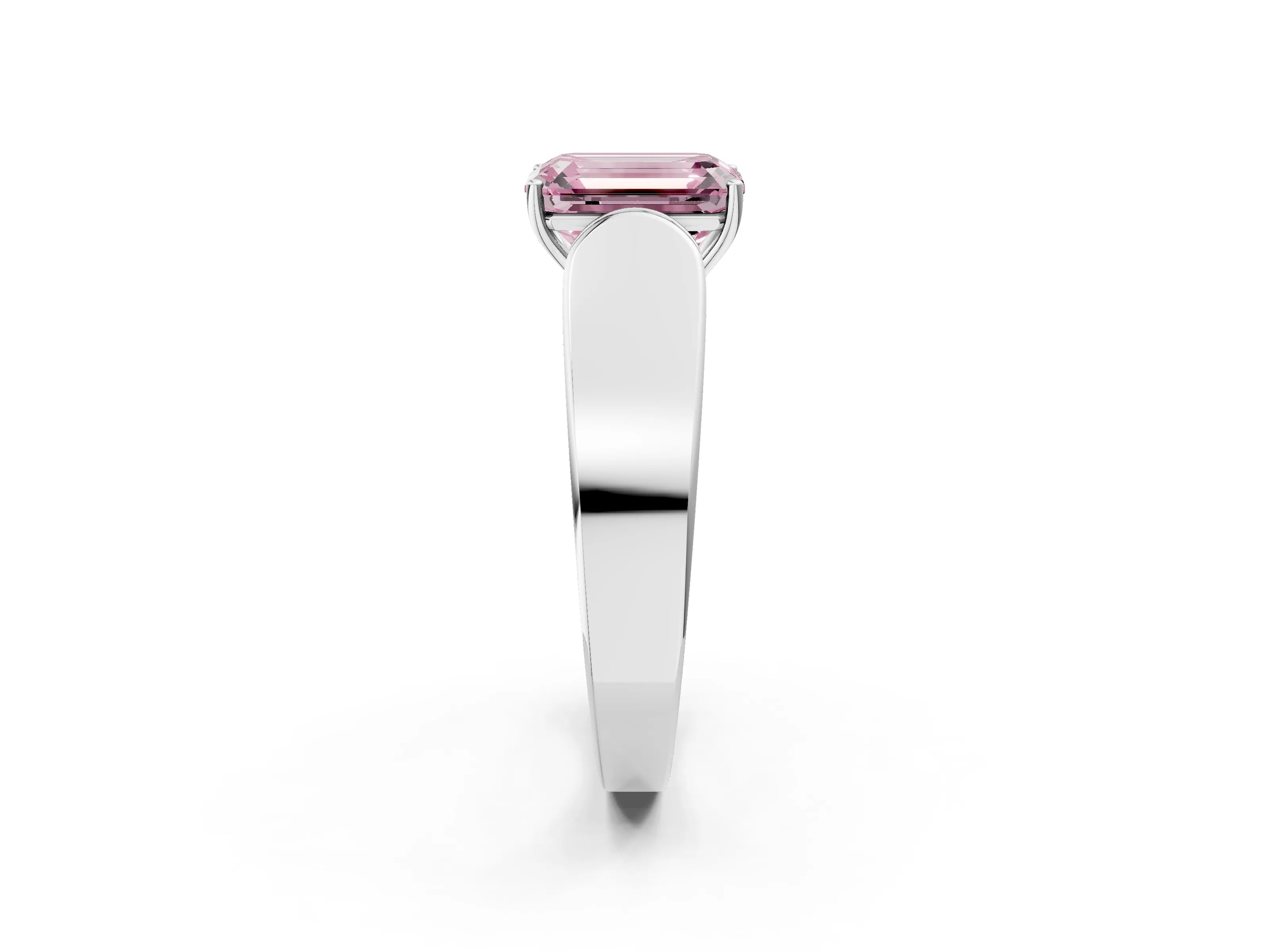 White gold Fancy Pink Emerald Cut Diamond Channel Set Solitaire Ring with Four-Prong Setting_51