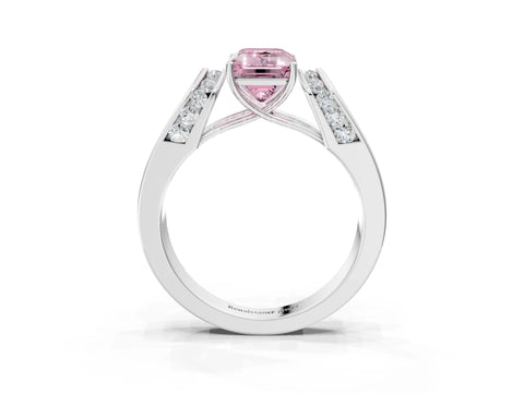 White gold Fancy Pink Emerald Cut Diamond Channel Set Solitaire Ring with Four-Prong Setting_52
