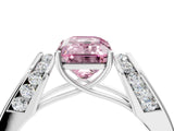 White gold Fancy Pink Emerald Cut Diamond Channel Set Solitaire Ring with Four-Prong Setting_53