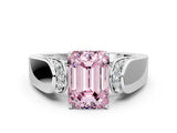White gold Fancy Pink Emerald Cut Diamond Channel Set Solitaire Ring with Four-Prong Setting_62