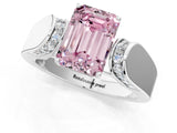White gold Fancy Pink Emerald Cut Diamond Channel Set Solitaire Ring with Four-Prong Setting_63