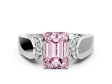 White gold Fancy Pink Emerald Cut Diamond Channel Set Solitaire Ring with Four-Prong Setting_63