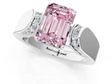 White gold Fancy Pink Emerald Cut Diamond Channel Set Solitaire Ring with Four-Prong Setting_64