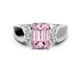 White gold Fancy Pink Emerald Cut Diamond Channel Set Solitaire Ring with Four-Prong Setting_68