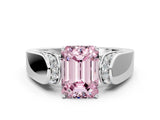 White gold Fancy Pink Emerald Cut Diamond Channel Set Solitaire Ring with Four-Prong Setting_98