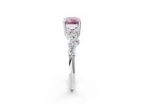 White gold Fancy Pink Emerald Cut Diamond Cluster Pavé Band with Four-Prong Setting_14