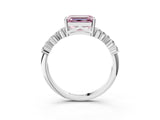 White gold Fancy Pink Emerald Cut Diamond Cluster Pavé Band with Four-Prong Setting_15