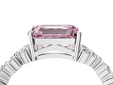 White gold Fancy Pink Emerald Cut Diamond Cluster Pavé Band with Four-Prong Setting_16