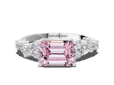 White gold Fancy Pink Emerald Cut Diamond Cluster Pavé Band with Four-Prong Setting_3