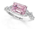 White gold Fancy Pink Emerald Cut Diamond Cluster Pavé Band with Four-Prong Setting_4