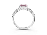 White gold Fancy Pink Emerald Cut Diamond Cluster Pavé Band with Four-Prong Setting_6