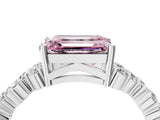 White gold Fancy Pink Emerald Cut Diamond Cluster Pavé Band with Four-Prong Setting_7