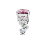 White gold Fancy Pink Emerald Cut Diamond Cluster Pavé Band with Four-Prong Setting_8
