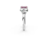 White gold Fancy Pink Emerald  Cut Diamond Cluster Ring with Round Accent Stones and Prong Setting on a Classic Band_50