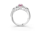 White gold Fancy Pink Emerald  Cut Diamond Cluster Ring with Round Accent Stones and Prong Setting on a Classic Band_51