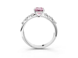 White gold Fancy Pink Emerald Cut Diamond Cluster Side Stone Solitaire Ring with Prong Setting_80