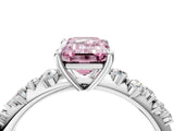 White gold Fancy Pink Emerald Cut Diamond Cluster Side Stone Solitaire Ring with Prong Setting_81