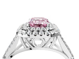 White gold Fancy Pink Emerald Cut Diamond Double Halo Ring with Split Shank and Prong Setting_31