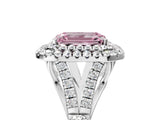 White gold Fancy Pink Emerald Cut Diamond Double Halo Ring with Split Shank and Prong Setting_32