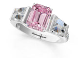 White gold Fancy Pink Emerald Cut Diamond Engagement Ring with Baguette Side Stones and Channel Set Band_33