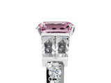 White gold Fancy Pink Emerald Cut Diamond Engagement Ring with Baguette Side Stones and Channel Set Band_36